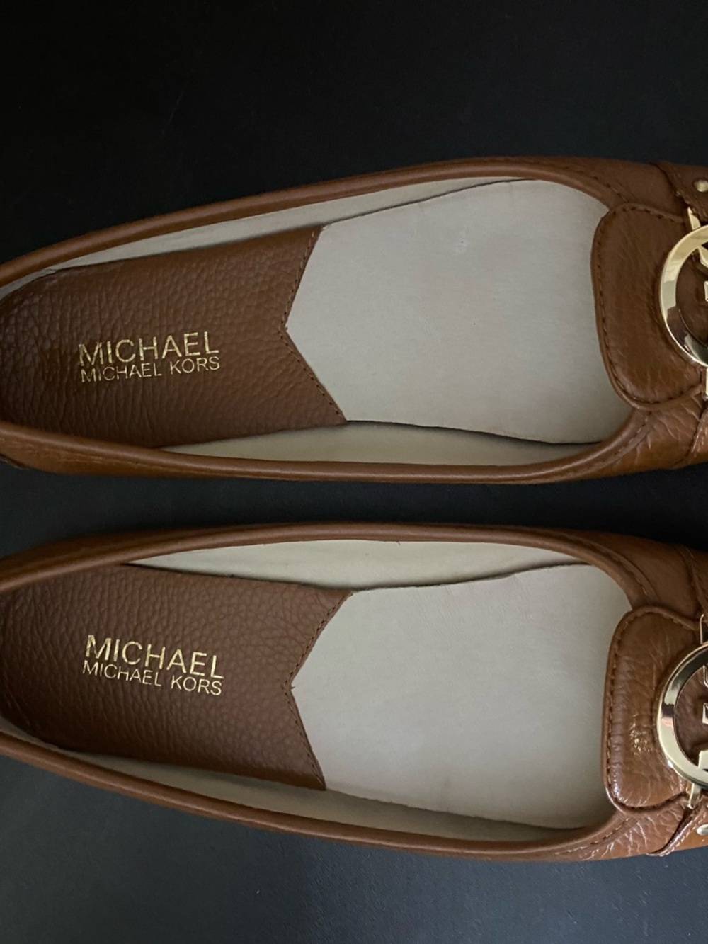 Michael Kors Brown Leather Logo-Embellished Loafers